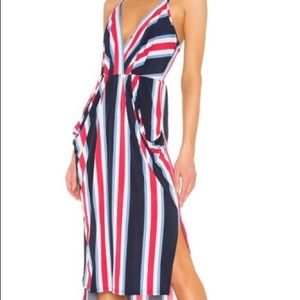 BCBG Red white and blue striped dress. New